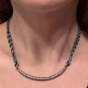 J.Crew Braided Rope Necklace Choker with Rhinestone-Encrusted Bar